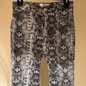 Free people, size 27 snakeskin flare jeans! worn once, so cute